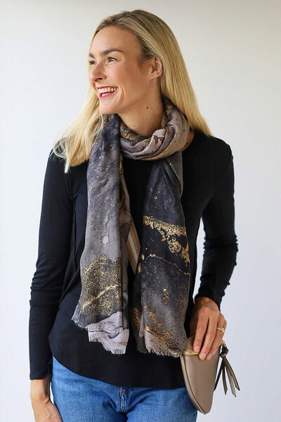 Archer House Gold Foil Marble Scarf-shop-by-label-Preen