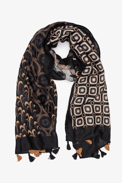 Antler Black Abstract Scarf-shop-by-label-Preen