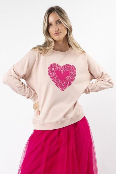 Stella + Gemma Neon Doily Heart Sweater-new-Preen