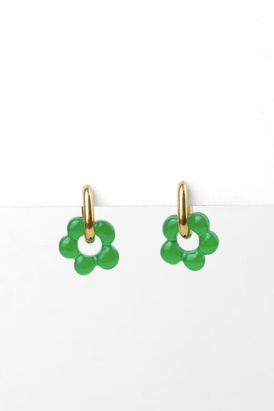 Stella + Gemma Large Resin Flower Hoop Earring-best-sellers-Preen