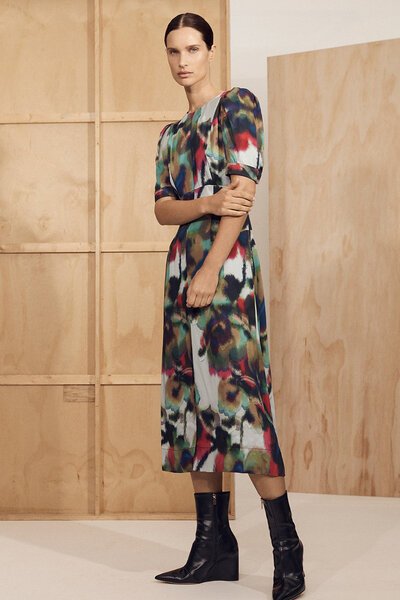 Veronika Maine Mirage Bloom Panelled Midi Dress-new-Preen