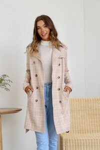 Miracle Check Suede Trench Coat 