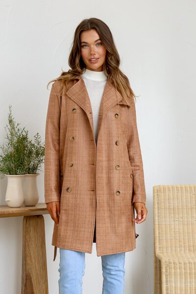 Miracle Check Suede Trench Coat -new-Preen