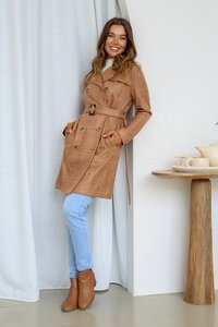 Miracle Check Suede Trench Coat 