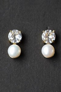 Archer House Diamante & Genuine Pearl Stud Earrings