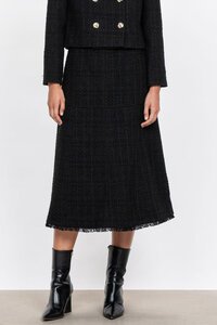 Veronika Maine Noir Tweed Midi Skirt