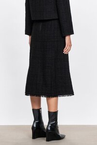 Veronika Maine Noir Tweed Midi Skirt