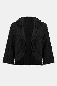 Joseph Ribkoff Black Bubble Woven Cropped Jacket