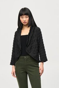 Joseph Ribkoff Black Bubble Woven Cropped Jacket