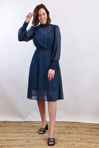 Memo Shirred Cuff & Neck Dress