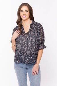 Seeking Lola Celeste V Neck Top