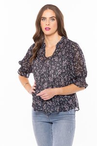 Seeking Lola Celeste V Neck Top