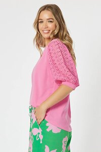 Threadz Kyla Lace Sleeve T-Shirt