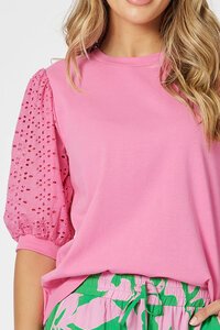 Threadz Kyla Lace Sleeve T-Shirt