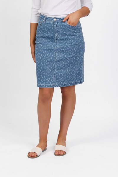 Vassalli Denim Skirt - Ditsy Floral-new-Preen