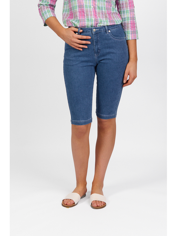 Vassalli Slim Leg Denim Short - Blue Hue