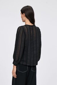 Veronika Maine Sheer Stripe Neck Blouse