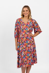 Vassalli V Neck Elbow Length Sleeve Dress - Rio