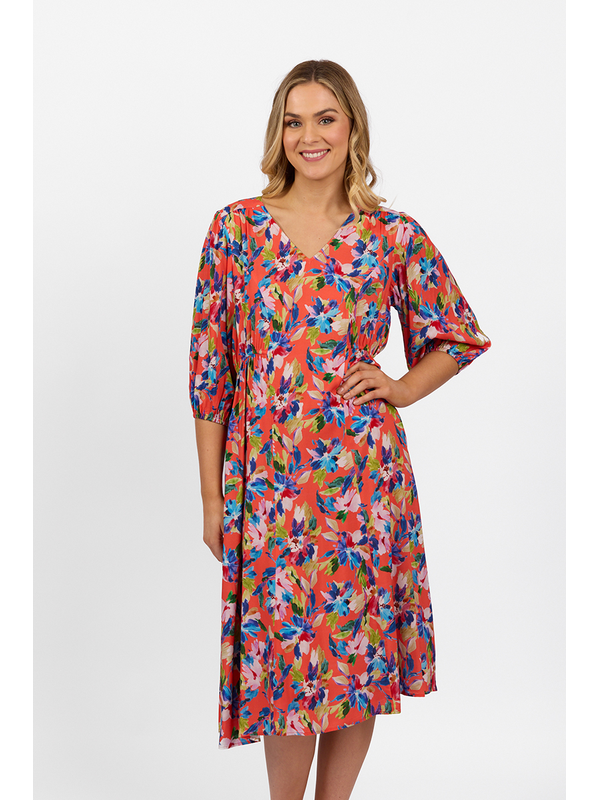 Vassalli V Neck Elbow Length Sleeve Dress - Rio