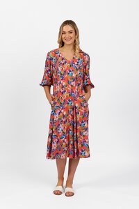 Vassalli V Neck Elbow Length Sleeve Dress - Rio