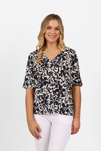 Vassalli V Neck Print Top - Coco