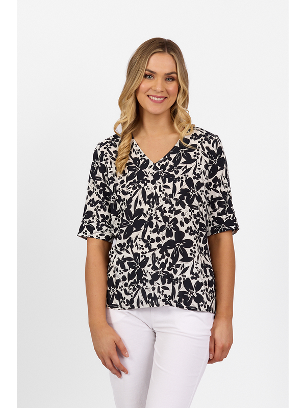 Vassalli V Neck Print Top - Coco