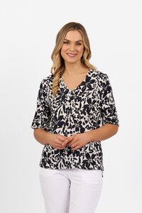 Vassalli V Neck Print Top - Coco