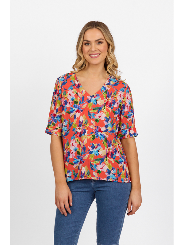 Vassalli V Neck Printed Top - Rio