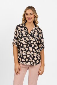 Vassalli Placket Shirt With Tab Sleeve - Thea