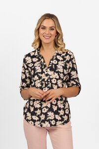 Vassalli Placket Shirt With Tab Sleeve - Thea