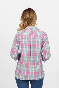 Vassalli Button Front Tab Sleeve Check Shirt