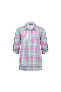 Vassalli Button Front Tab Sleeve Check Shirt