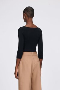 Veronika Maine Slash Neck 3/4 Sleeve Rib Knit