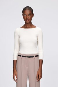 Veronika Maine Slash Neck 3/4 Sleeve Rib Knit