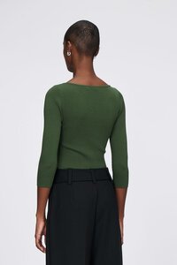 Veronika Maine Slash Neck 3/4 Sleeve Rib Knit