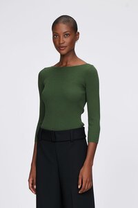 Veronika Maine Slash Neck 3/4 Sleeve Rib Knit