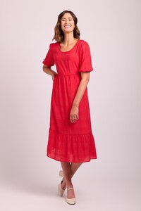 Memo Midi Volume Sleeve Plain Dress