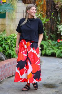 Foil A Line Shirred Waist Skirt