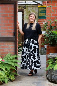 Foil A Line Shirred Waist Skirt