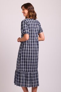 Memo Midi Volume Sleeve Check Dress