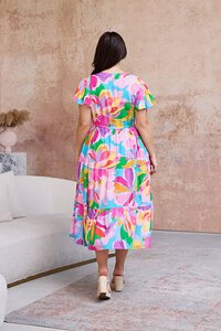 Boho Hibiscus Hues Midi Dress