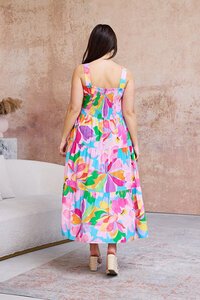 Boho Hibiscus Hues Strap Dress