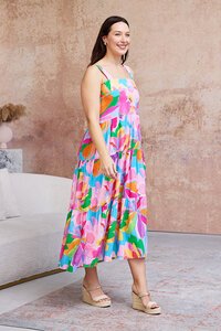 Boho Hibiscus Hues Strap Dress