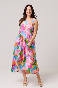 Boho Hibiscus Hues Strap Dress