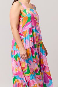 Boho Hibiscus Hues Strap Dress