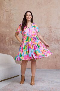 Boho Hibiscus Hues Short Dress