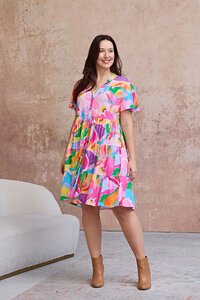 Boho Hibiscus Hues Short Dress