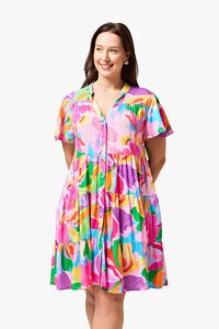 Boho Hibiscus Hues Short Dress