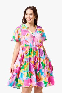 Boho Hibiscus Hues Short Dress