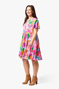 Boho Hibiscus Hues Short Dress